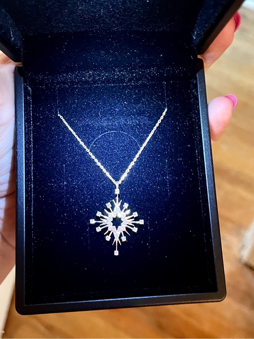 14k Rose Gold Moissanite Starburst Pendant Necklace